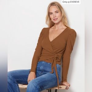 Evereve-Mila Wrap Puff Sleeve Top NWT